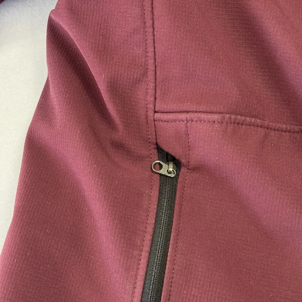 The North Face Outdoor Hooded Jacket Full Zip Primaloft Maroon Black Mens Medium